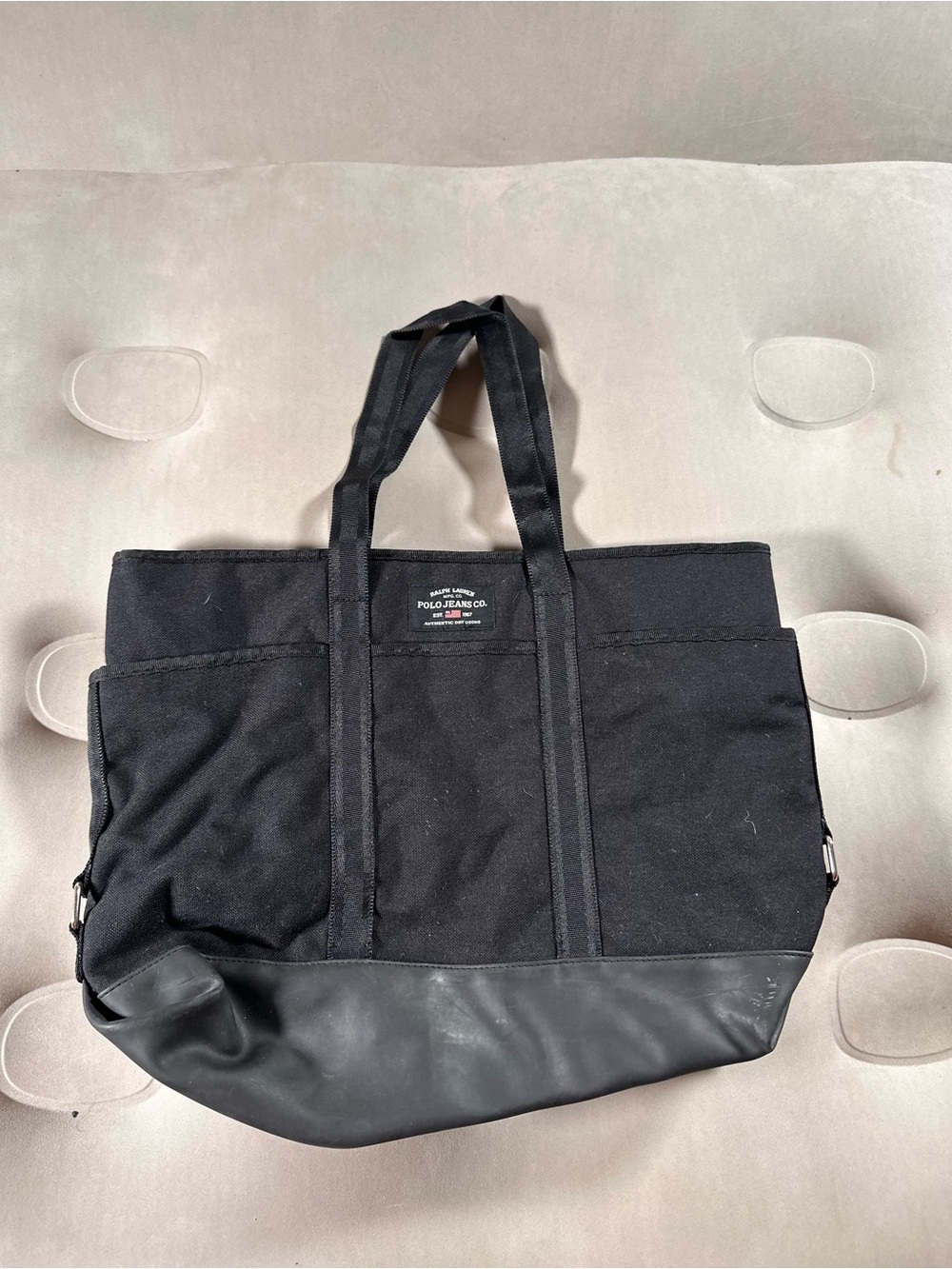 Polo Ralph Lauren Black Nylon Canvas Shoulder Bag Retro Y2K Grunge Minimalist